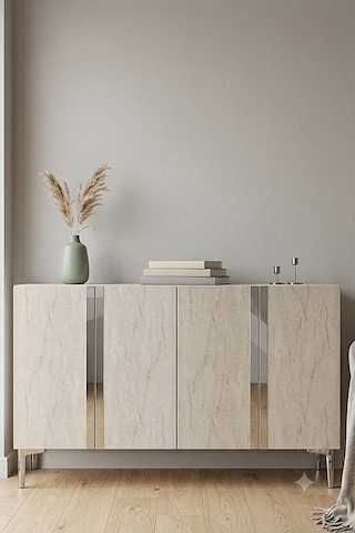 Ka1298bts Anka Konsol Ve Tv Sehpası Beyaz-traverten-silver 120cm