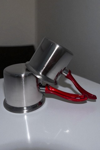 2'li Set Paslanmaz Çelik Cezve Kırmızı Kulplu 12cm