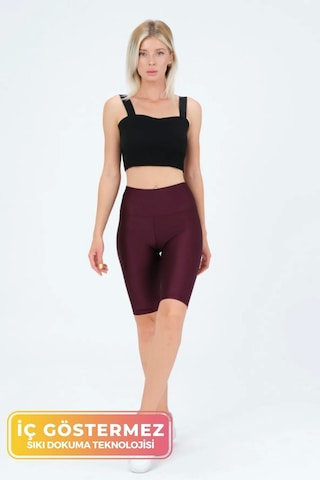 Enenstyle Fashıon Boutıque Yeni Sezon Özel Üretim Toparlayıcı Yüksek Bel Parlak Kumaş Iç Göstermeyen Dizüstü Spor Tayt Bordo
