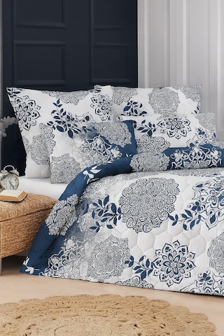 Sardinia Çift Kişilik Kapitone Dolgulu Pike 4 Mevsim Petek Dsn Yastık Kılıfı Dahil 200x230cm Mavi