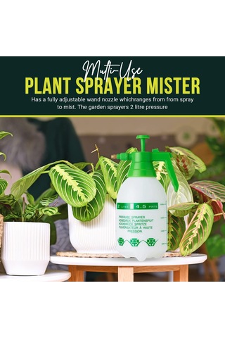 Neevoyu Bahçe Bitkileri İçin 2l Plastik Basınçlı Sprey Botu - Ayarlanabilir Nozul, Kilitlebilir Tetik Ve Su Akışı Regülatörü İle Yeşil/beyaz