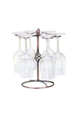 Venturemart Bronz Metal Ev Şarap Cam Seti İle 6 Kristal Kök Şarap Bardakları Şarap Sürahi Baş Aşağı Kapat