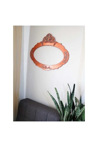Bakır Renkli Oval Ayna Çerçevesi Bakır