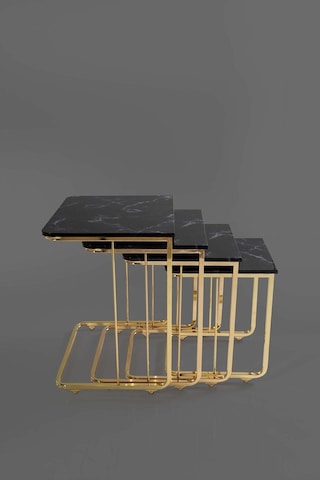 Tekerlekli Veys Sehpa Gold 4 Lü Zigon Sehpa - Orta Sehpa - Yan Se (550698852)