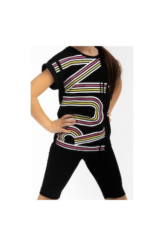 Roly Poly 2776 Run Siyah Kız Çocuk Bermuda Tayt Takım