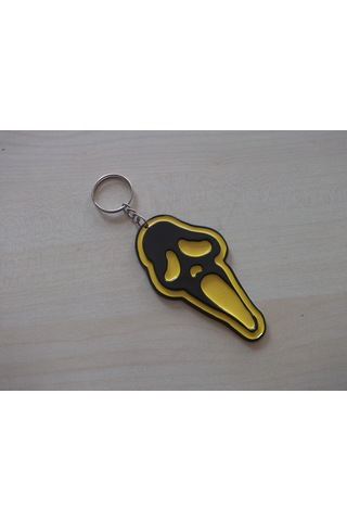 Ghostface Anahtarlık Plastik 2 Adet- Sarı Renk Ghost Logo, Hayalet Maskot, Oto Anahtarlığı