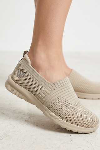Cloudwalk Comfort Bej Rahat Günlük Yumuşak Tabanlı 4 Mevsim Trend Kadın Slip-on Sneaker Ayakkabı