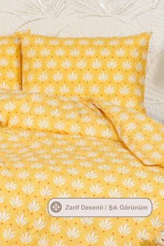 Elart Riva Nevresim Takımı Tek Kişilik Lastikli Çarşaf 160x220 Cm Sarı Sarı