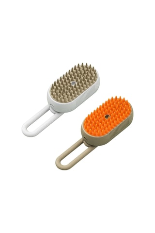 Justie Pet Saplı Buharlı Kedi Tarağı Buharlı Kedi & Köpek Yıkama Fırçası Bej
