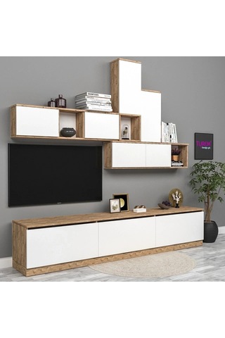 Geometrik Tv Ünitesi Mdf Siyah
