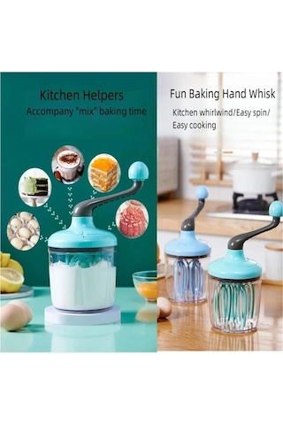 Jialan Yumurta Çırpıcı El Mikseri Yarı Otomatik Yumurta Çırpma Yeşil