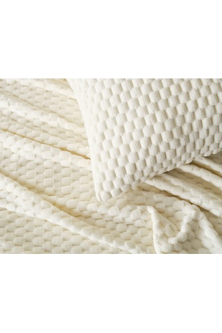 Doqu Petek Battaniye Seti Çift Kişilik Krem Diğer