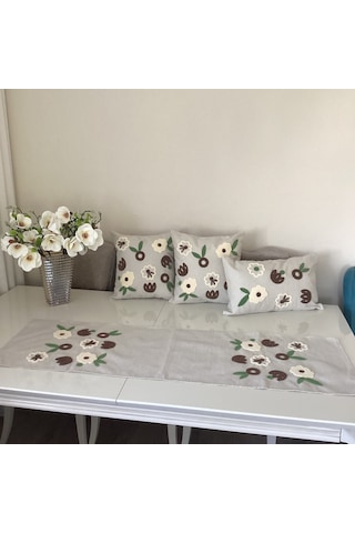 Punch İşlemeli Çiçek Desenli Dekoratif Kırlent Kılıfı Takım Karışık/Çok Renkli