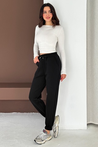 Kadın Yüksek Bel Jogger Eşofman Altı Soft Motion SiYAH