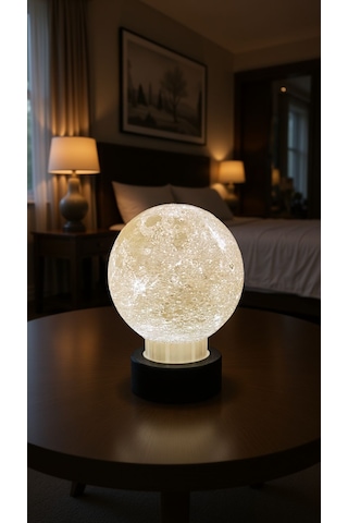3d Ay Lamba Led Gece Lambası Dekoratif Ay Küre Işıklı Masa Lambası Gün Işığı