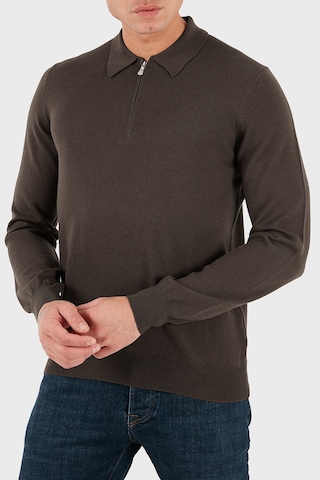 Gran Sasso Erkek Polo Yaka Kazak 55125 14290 177 Kahve Kahve