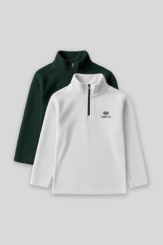 Tommylife Standart Fit 2li Paket Çam Yeşili-taş Erkek Çocuk Polar Sweatshirt - 11221 Çam Yeşili
