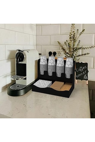 Metal Çay Ve Kahve Organizasyon Standı 16oz Siyah 0