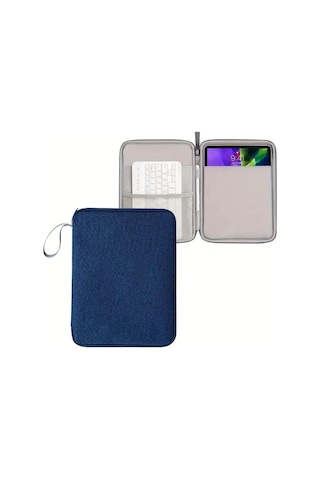 Bölmeli Tablet Ve Notebook İçin Dayanıklı Koruma Kılıfı Taşınabilir Çanta Lacivert
