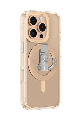 Apple Uyumlu iPhone 16 Pro Max Kılıf Magsafe Özellikli Yüzük Standlı Amazingthing Titan Pro Serisi Rose Gold