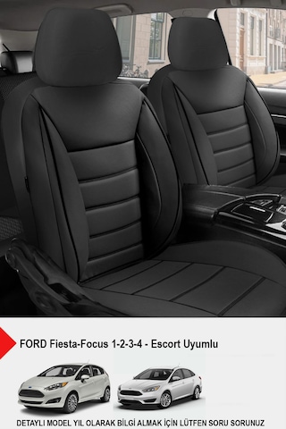 Jet Deri Oto Koltuk Kılıfı- Ford Focus-fiesta-escort İle Uyumlu Siyah