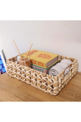 The Mia Hasır Dikdörtgen Sepet 35x27x10 Cm Spt0058