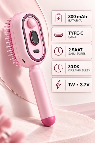 Elektrikli Spreyli Saç Tarağı 300 Mah Type C Şarjlı İnce Spreyli Antistatik Bakım Fırçası