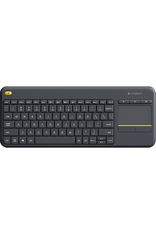 Logitech K400 Plus 2,4 Ghz Kablosuz Dokunmatik Kontrol Klavyesi, Kablosuz Menzil: 10 M Siyah
