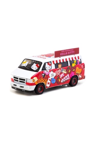 Tarmac Works 1/64 Dodge Van Hello Kitty Food Truck Çok Renkli