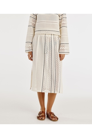 Yargıcı Dizaltı Yırtmaçlı Kalem Etek 25yket4020b 037 Ekru