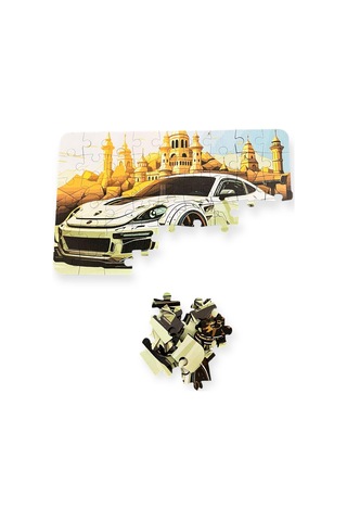 Ahşap Spor Car Mini Puzzle 4 Yaş 54 Parça