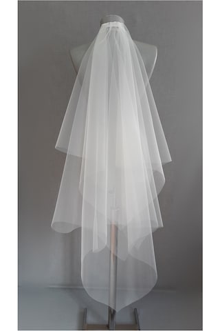Suzanna Moda 1mt 25cm Boyunda Ucu Sivri Fildişi Krem Renk Hayal Tül Duvak Kırık Beyaz