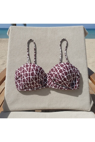 Bonbon Kadın Plaj Giyim Kahverengi Askılı Balenli Desteksiz Dolgusuz Bikini Üst Bb2580 Çok Renkli