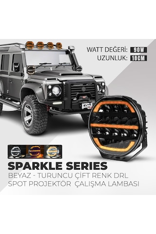 Sparkle 7'' Beyaz Turuncu Led Spot Projektör Çalışma Lambası Tır