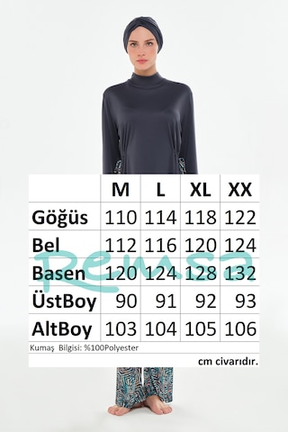 Rozamay Bol Paça Likralı Tam Kapalı Tesettür Mayo 3125 Antrasit Antrasit