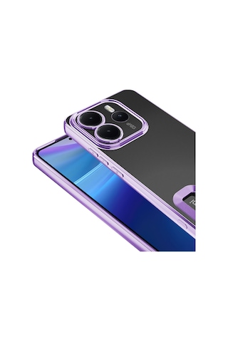 Xiaomi Redmi Note 14 4g Kılıf Logo Gösteren Parlak Kenarlı Kamera Lens Korumalı Şeffaf Omega Silikon Kapak