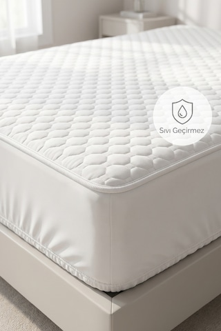 Cennet Yatak Luxeguard Çift Kişilik Sıvı Geçirmez Alez Üst Düzey Koruma Nefes Alan Full Kenar Lastikli Beyaz