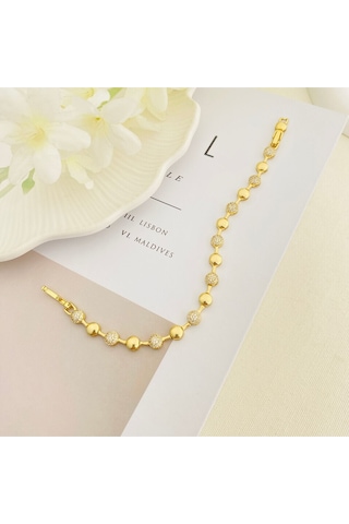 Su Yolu Bileklik Top Dorika Kadın Bileklik Kararmaz Xuping 14 Ayar Gold