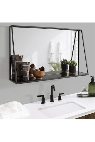 Metal Dekoratif Banyo Ve Lavabo Aynısı Siyah