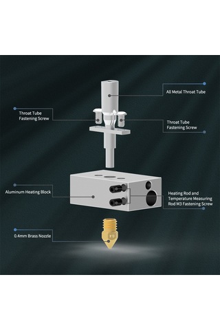 Yuntech01 Zortrax M200 3d Yazıcı İçin Tam Metal Gırtlağı, 0.4mm Bakır Nozzle Ve 1.75mm Filament Uyumlu Aibecy Ns0176 Isı Ucu Seti