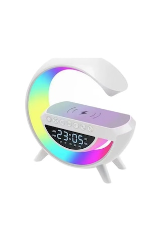 Forlife Kablosuz Şarj Özellikli Bluetoothlu Çok Fonksiyonlu Masa Lambası Çok Renkli