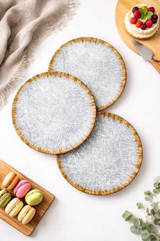Grandora Modern Gri Desenli 6 Adet, 20 Cm Pasta, Tatlı Veya Kahvaltı Sunum Tabağı Gri