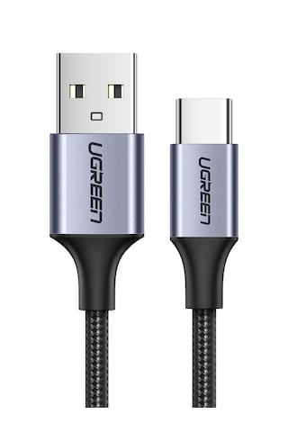 Ugreen 60408 USB-C to USB-A 3A QC Örgülü Hızlı Şarj Kablosu 3 Metre Siyah