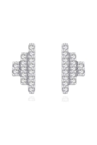 Brezza Lusso Jewelry Timeless Series Işıltılı Asimetri Kadın Gümüş Küpe Gümüş