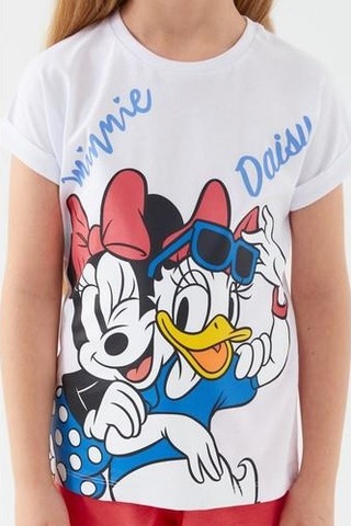 Mınnıe Mouse Kız Çocuk Kapri Takımı Beyaz