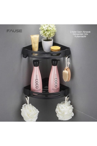 Banyo Köşe Rafı 304 Paslanmaz Çelik Şampuanlık 23x23 Cm Kbk100 Mat Siyah Çok Renkli