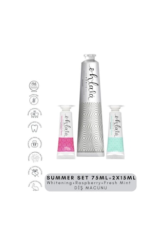 Ohlala Whitening 75 Ml + Fresh Mint 15 Ml + Raspberry Mint 15 Ml Summer Set Diş Macunu