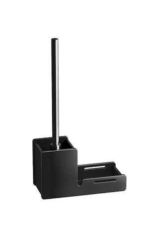 Tuvalet Fırçası Tutucu Duvara Monte Banyo Temizleme Fırçası Siyah Siyah