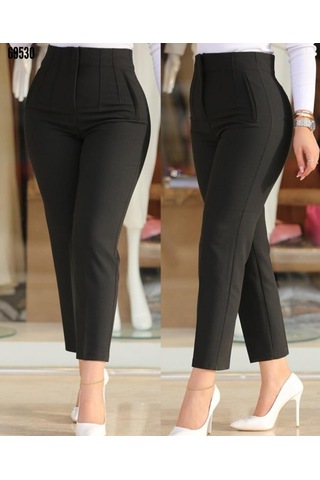 Veraura Lifestyle Kadın Üste Oturan Paçası Bilek Üzerinde Biten Krep Kumaş Kumaş Pantolon 36 S - 50 5xl Siyah