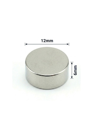 10 Adet - 12x6 Mm Neodyum Mıknatıs Neodim Magnet Yuvarlak